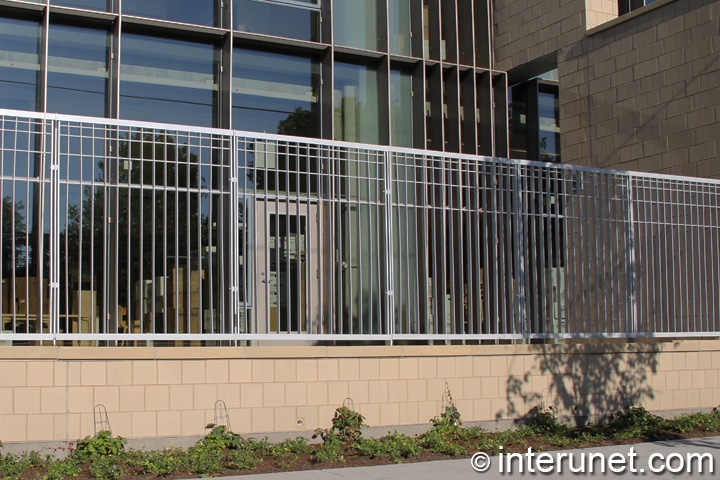 steel fence painted in silver metallic color