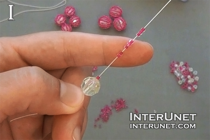 putting-pink-seed-beads-on-thread