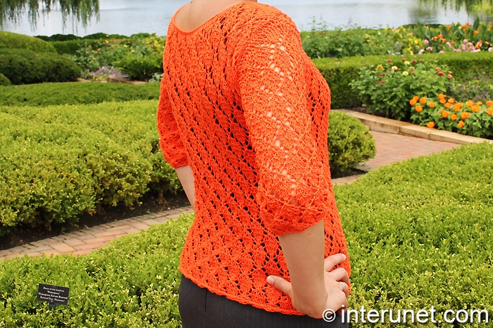 Knitting autumn leaves pattern pullover