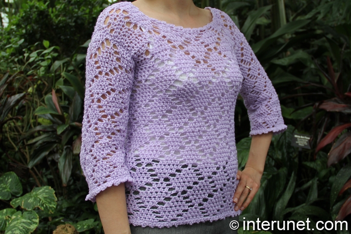 How to crochet lace sweater using a diamond pattern | interunet