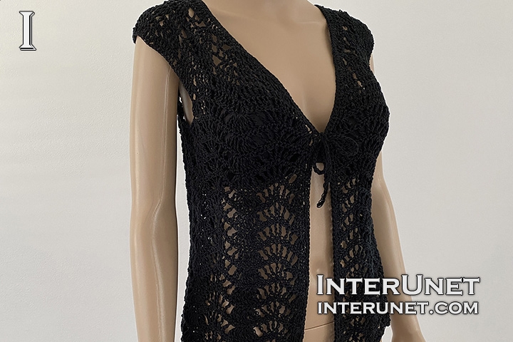 crochet vest front tie cardigan lace pattern