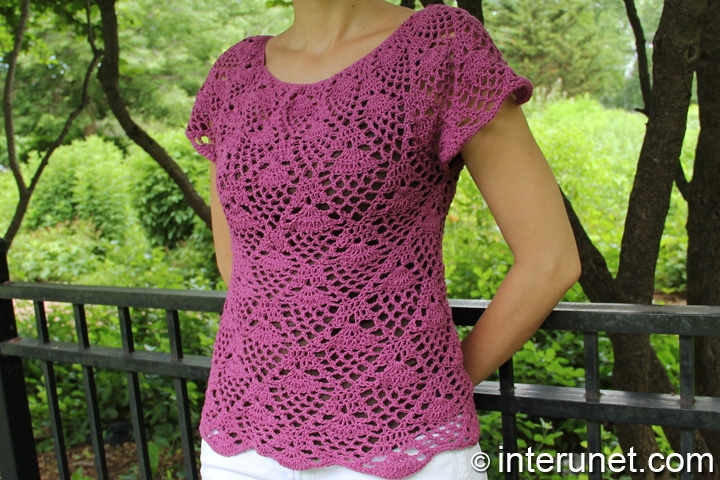 Crochet a raglan blouse - pineapple pattern | interunet